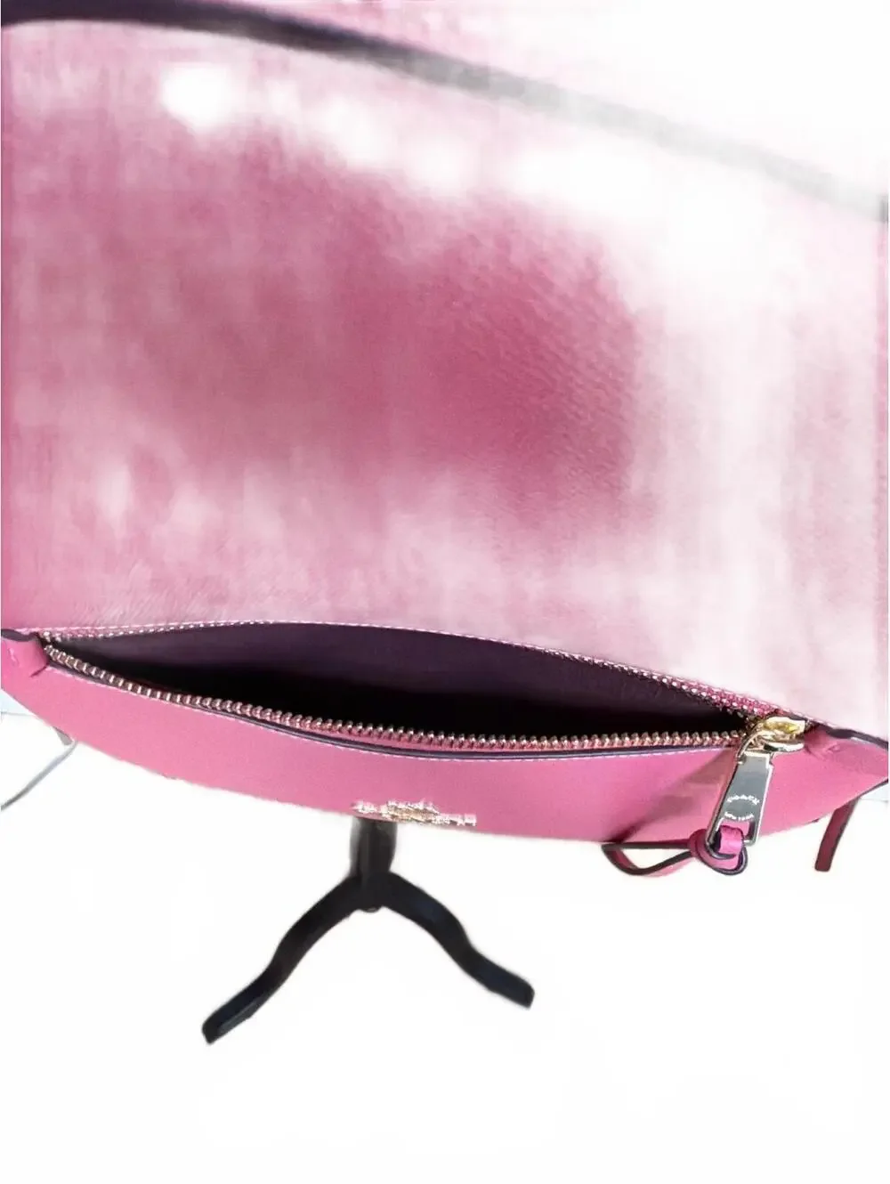 Coach Pink Leather Backpack with Gold Hardware